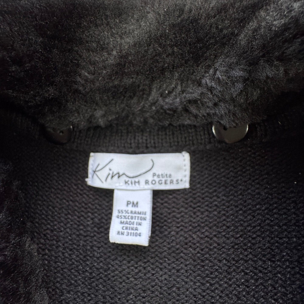 Kim Rogers Black Cardinal Sweater Vest Womens Petite M Beaded Faux Fur Christmas - Picture 4 of 13